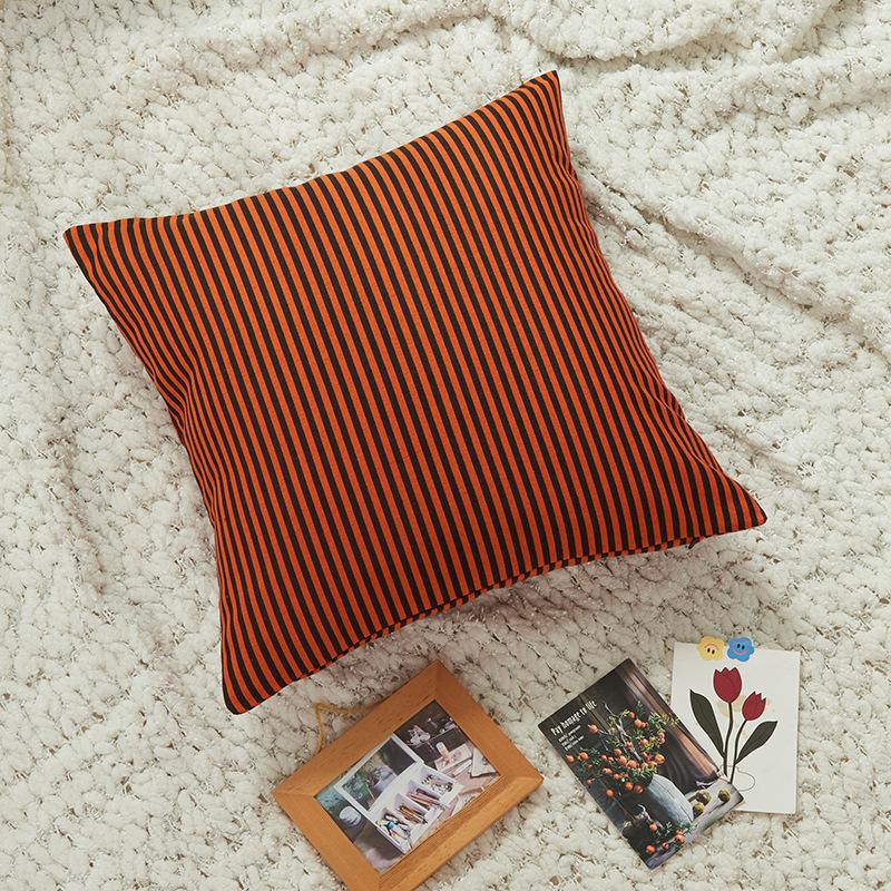 New Halloween Pillow Polyester Cotton Orange Black Plaid Pillow Cover Home Sofa Cushion Cushion Cover