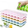 1PC 14 Grids Fruit Ice Maker Ice Cube Trays Reusable Silicone Ice Cube Mold Lids for Home Kitchen Tools Suitable Freezer