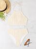 2024 European & American Solid Color High Waist Split Bikini Swimsuit for Women