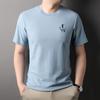 Summer Short-sleeved T-shirt Men Round Neck Half Sleeve Logo Embroidery Business Middle-aged Cool Body Shirt Loose Bottoming Shirt