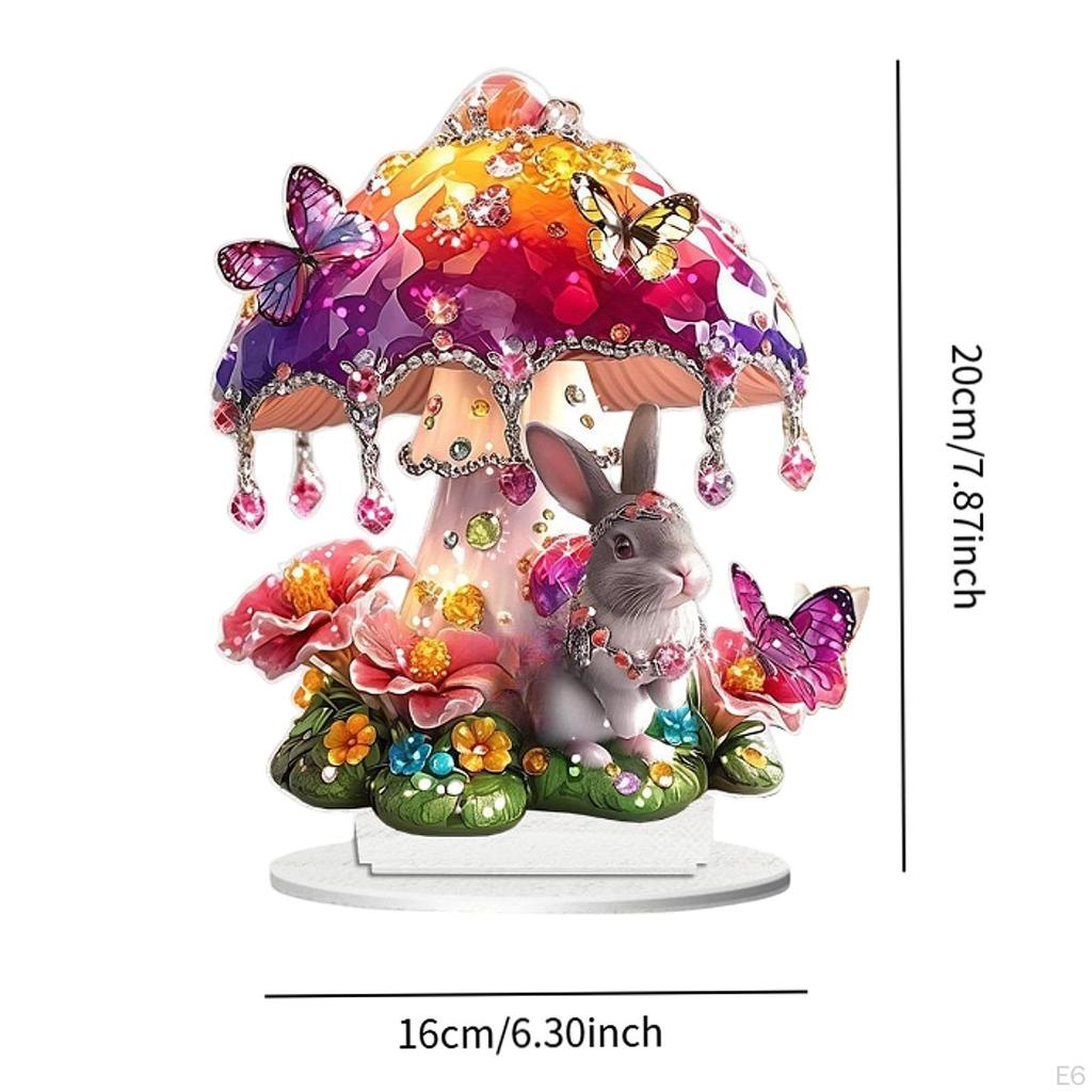 2D Bunny Ornament Acrylic Rabbit Design for Festive Tabletop Display