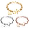 Stainless Steel Love Heart Bracelets For Women Party Gift Fashion Charm Bracelets Jewelry Text Engraved