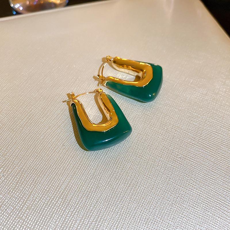 Ретро-серьги-пряжки из смолы цвета конфет, геометрические, модные, простые, темпераментные, высококачественные серьги для женщин