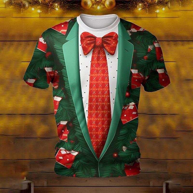Summer Fashion Men's T-shirt Christmas Pattern 3D Print Casual Loose Outdoor Boy Short Sleeve Tees Top Pullover