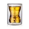 Body Shape Glass Cup Double Layer Beer Whisky Drinking Shot Glass for Party Gathering Bar Man Body