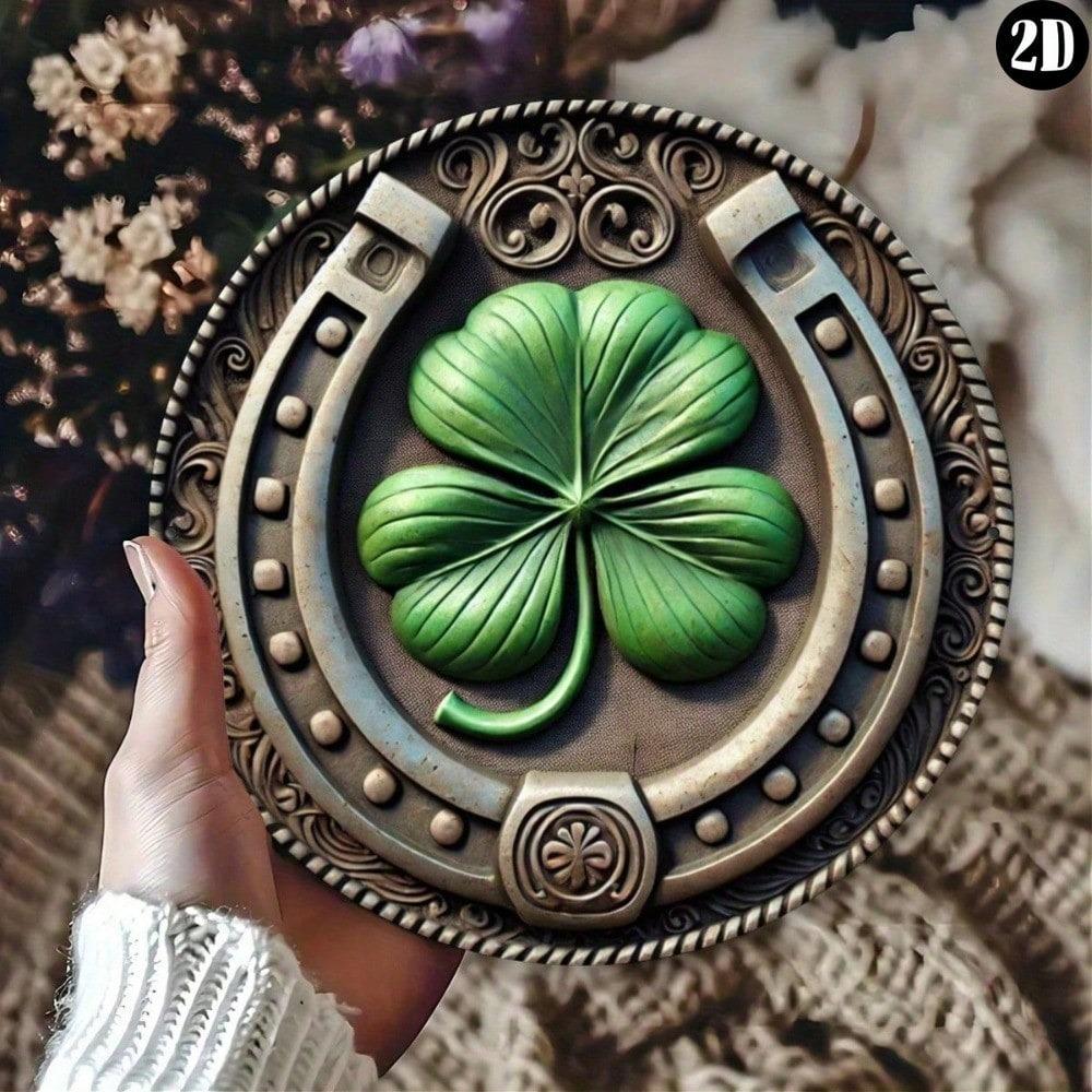 Винтажное Подкова Клевер Металлическое Настенное Искусство Зеленый Рустикальный Декор Дом Кафе Гараж Улица