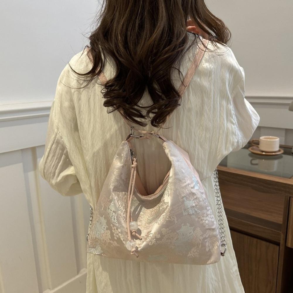 Large Capacity Chinese Style Backpack Embroidery Cheongsam Tote Bag Women's Shoulder Bag Daily