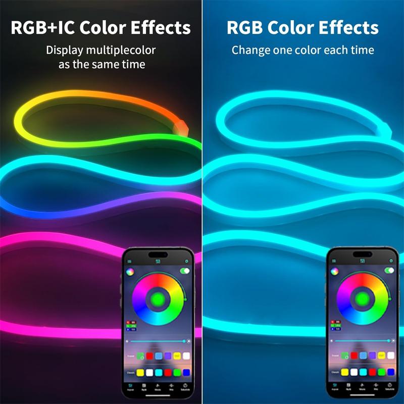 45M/150FT RGB Неоновые светодиодные ленты 12-24V Силиконовый неоновый световой шнур с синхронизацией по музыке RGBIC Dreamcolor Бегущая лента для комнаты