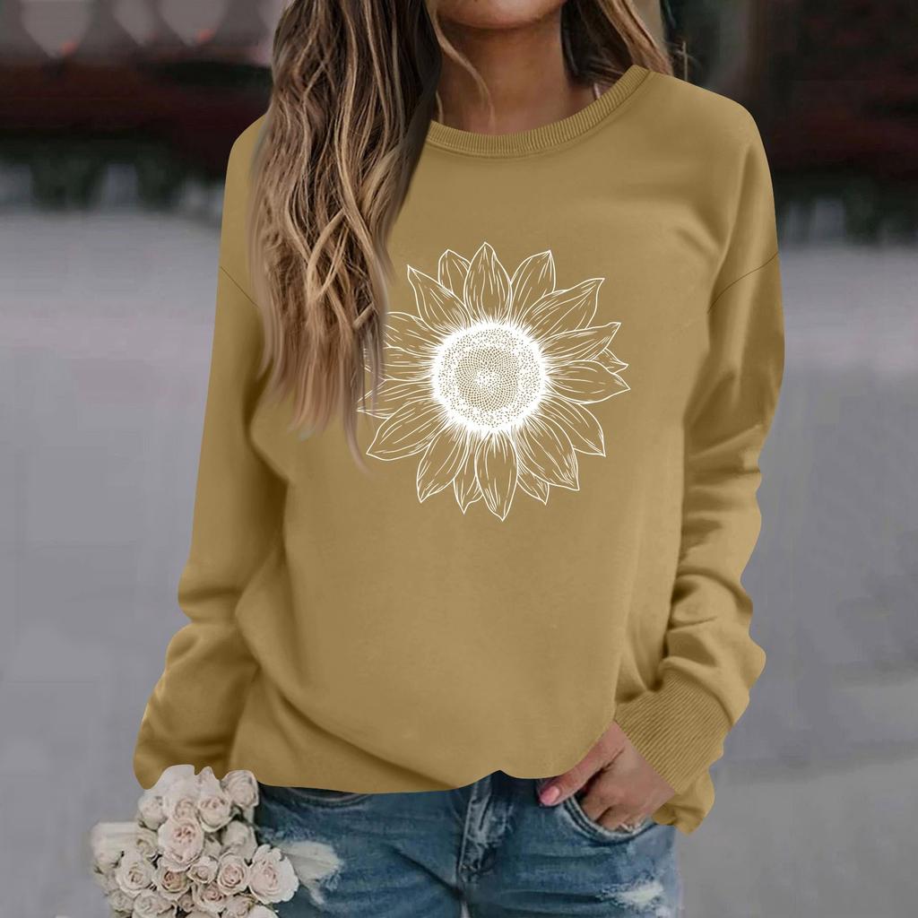 Женская модная повседневная толстовка с длинным рукавом и круглым вырезом с принтом