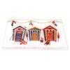 [R6772] - Multicolored 'Beach Cabins' Glass Cutting Board / Coaster - 30x20 Cm
