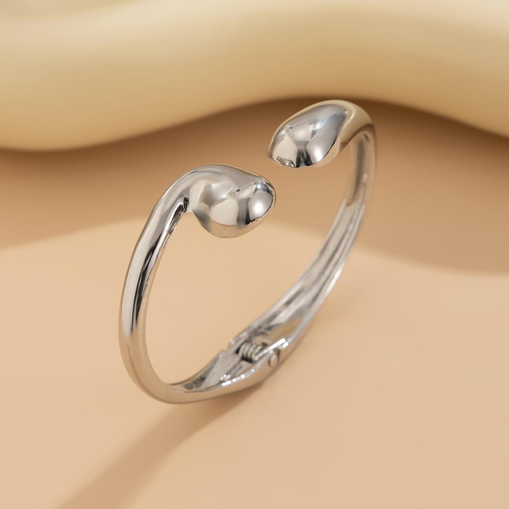 Smooth Surface Open Bangle Light Luxury Geometric Bracelet Water Drop Shaped Bangles  Decoration