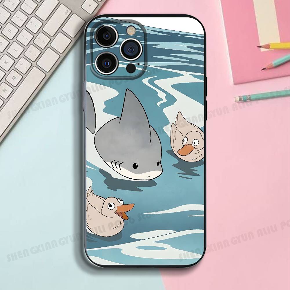 Черный матовый чехол для телефона с рисунком акулы для IPhone 17,16,15,14,13,12,13,12 Pro Max Plus XS, силиконовый, мягкая задняя крышка