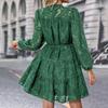 Women A-line Dress Elegant Lace Midi Dress for Women with Long Sleeves Slim Waist for Fall Spring Parties Dates Round Neck Midi