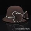 Rhinestone Bow Woolen Basin Hat Ladies French Retro Wide Brim Bowler Hat Travel Versatile Felt Hat Big Brim
