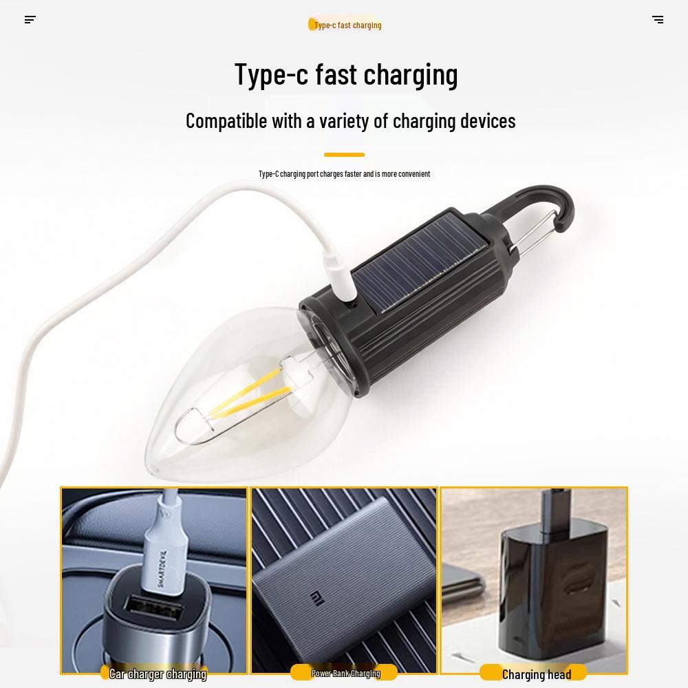 Rechargeable Solar LED Camping & Tent Light with Hanging Hook