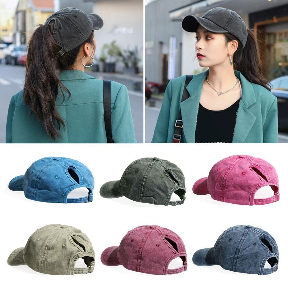 Небрежный высокий пучок Солнцезащитная шляпа Высокий хвост Бейсболка с застежкой сзади Мужская Женская