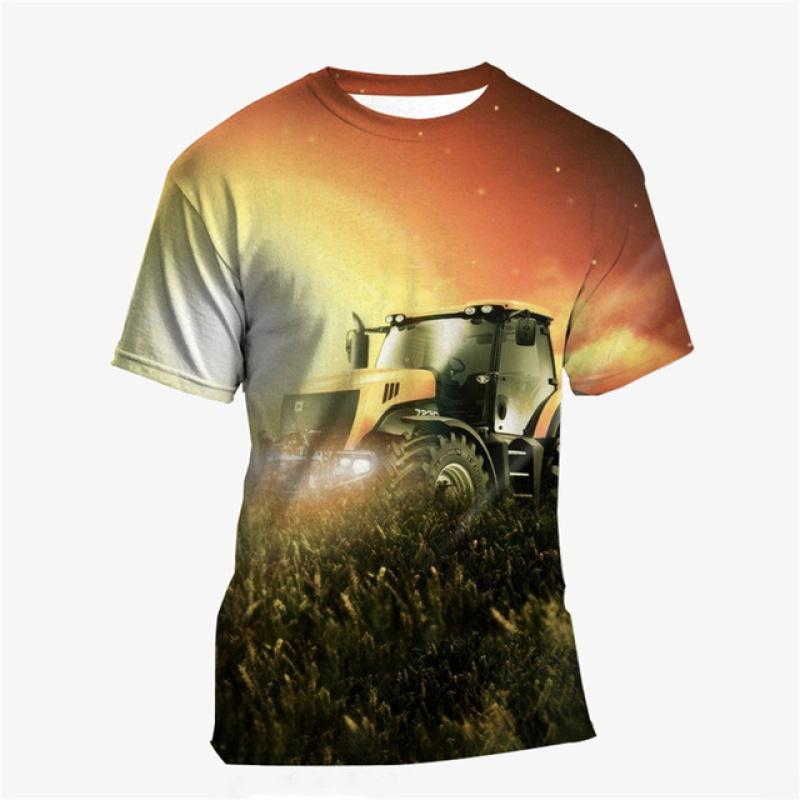 Верхняя одежда для детей 2024 года, новые летние повседневные детские футболки, футболка для мальчиков, 23 цвета, футболки с изображением машин, тракторов, для девочек