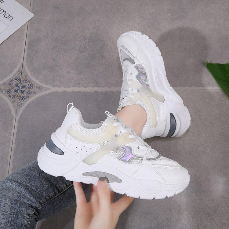 Мода 2024 Новые модные кроссовки Плоские туфли Женская спортивная обувь Женские кроссовки на толстой подошве для бега с дышащей сеткой Легкие кроссовки