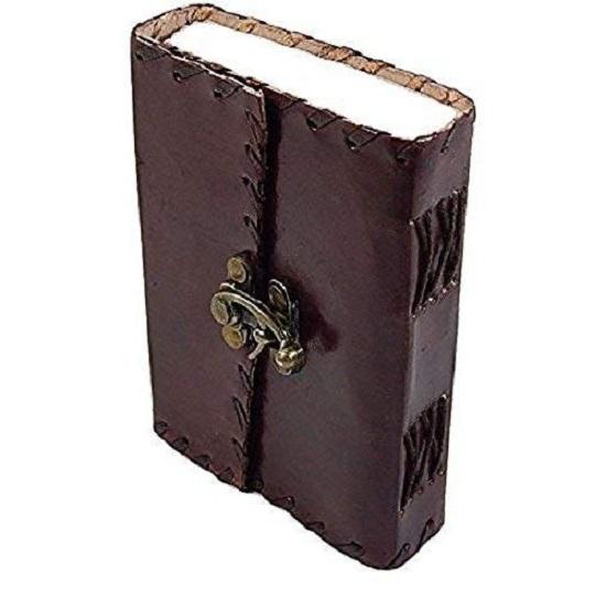 Handmade Embossed Travel Diary with Classic Style/Formate With Hook - Brown. Size 5X7 Inches.