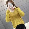 Hollow Knitted Sweater Women's Pullover Spring and Autumn V-neck Blouse Loose Outer Sweater Bottoming Shirt