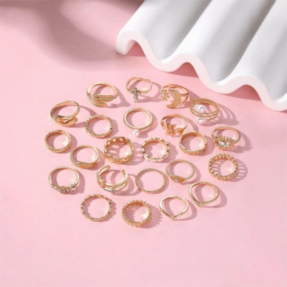 23 Pcs/Set Vintage Punk Ring Set Geometric Knuckle Rings Set Girls Party Jewelry Accessories Gifts