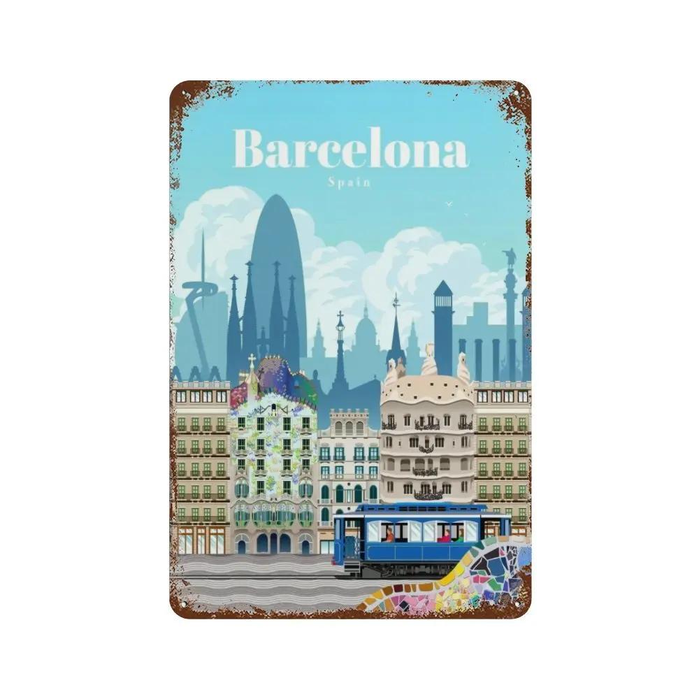 Амстердам Лондон Исландия Бали Путешествия Плакат Металлическая Жестяная Вывеска Табличка Ретро Таблички Для Клуба Человек Пещера Бар Отель Домашний Кафе Настенный Декор