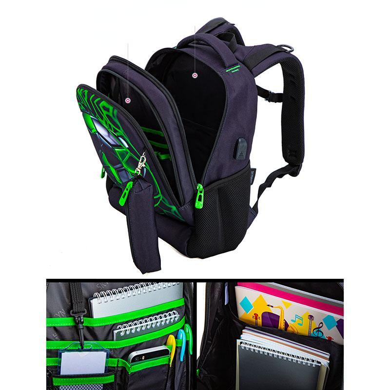 Ортопедическая школьная сумка для мальчиков, 3D футбольные рюкзаки, студенческая многофункциональная сумка с зарядкой через USB, сумка для книг для подростков