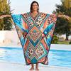 Beach Cover Ups Flower Tie Dye Water Wave Printed Kaftans for Women Summer Maxi Dresses Holiday Bating Suits