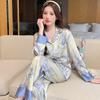 Beauty Home Suit Spring Summer New Two Piece Set Pajamas for Women  Satin Silk Long Sleepwear  Loungewear Women