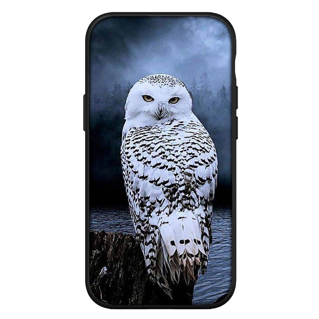 Для iPhone 16 15 Xiaomi Redmi Note 13 12 11 Pro Max X 9 10 8 14 Plus XR Samsung Galaxy A15 S24 S23 S22 S20 FE Huawei OPPO Owl Bird черный чехол для телефона