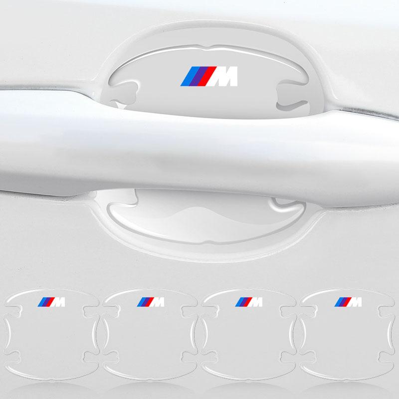 4PCS Transparent M LOGO Car Door Anti-collision Protector Bumper Strip Sticker For BMW X7 X3 X4 X5 X6 3 4 5 6 7 Series Z4 M M3 M5 M6 E38 E39 E46 E53