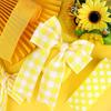 5 Yards/roll Honeybee Festival Yellow Checkered Polka Dot Striped Burlap Roll Making Gift Bow Scene Decoration