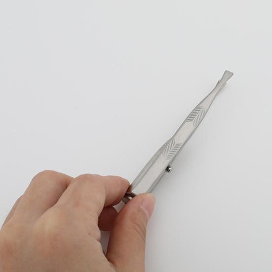 Stainless Eyebrow Eyelash Clip with LED Steel Brow Hair Removal Clamp