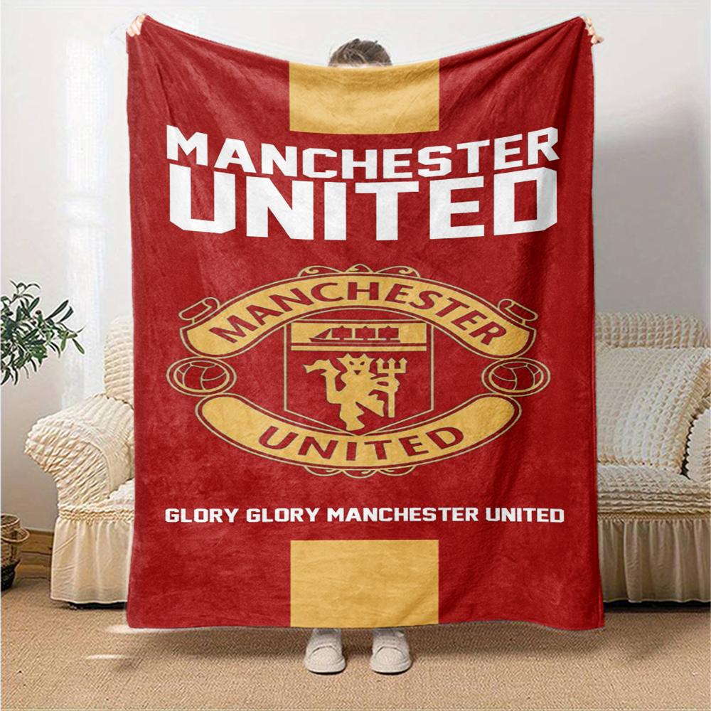 Manchester United Theme Printed Blanket - Perfect for Couch, Bed, Travel & Outdoor Use | Machine Washable, Cozy & Durable.