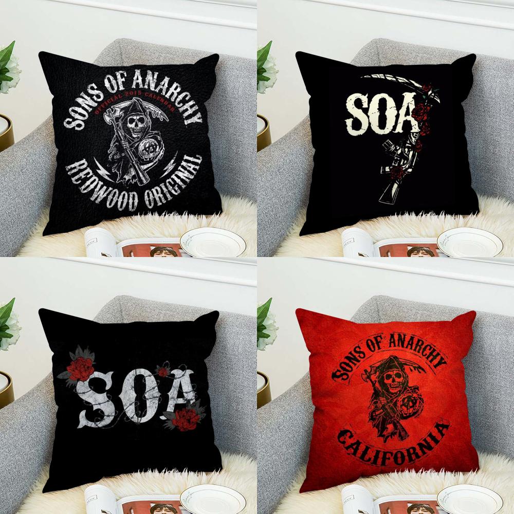 SSons Of Anarchy Pillow Case For Car Sofa Decorative Home Doublesided Print Plush Square Throw Pillow Cushion Cover