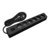 SELDUR G6FA22S Power Strip, 6 Type E Sockets + Indicator Switch, Black, 2m Cable