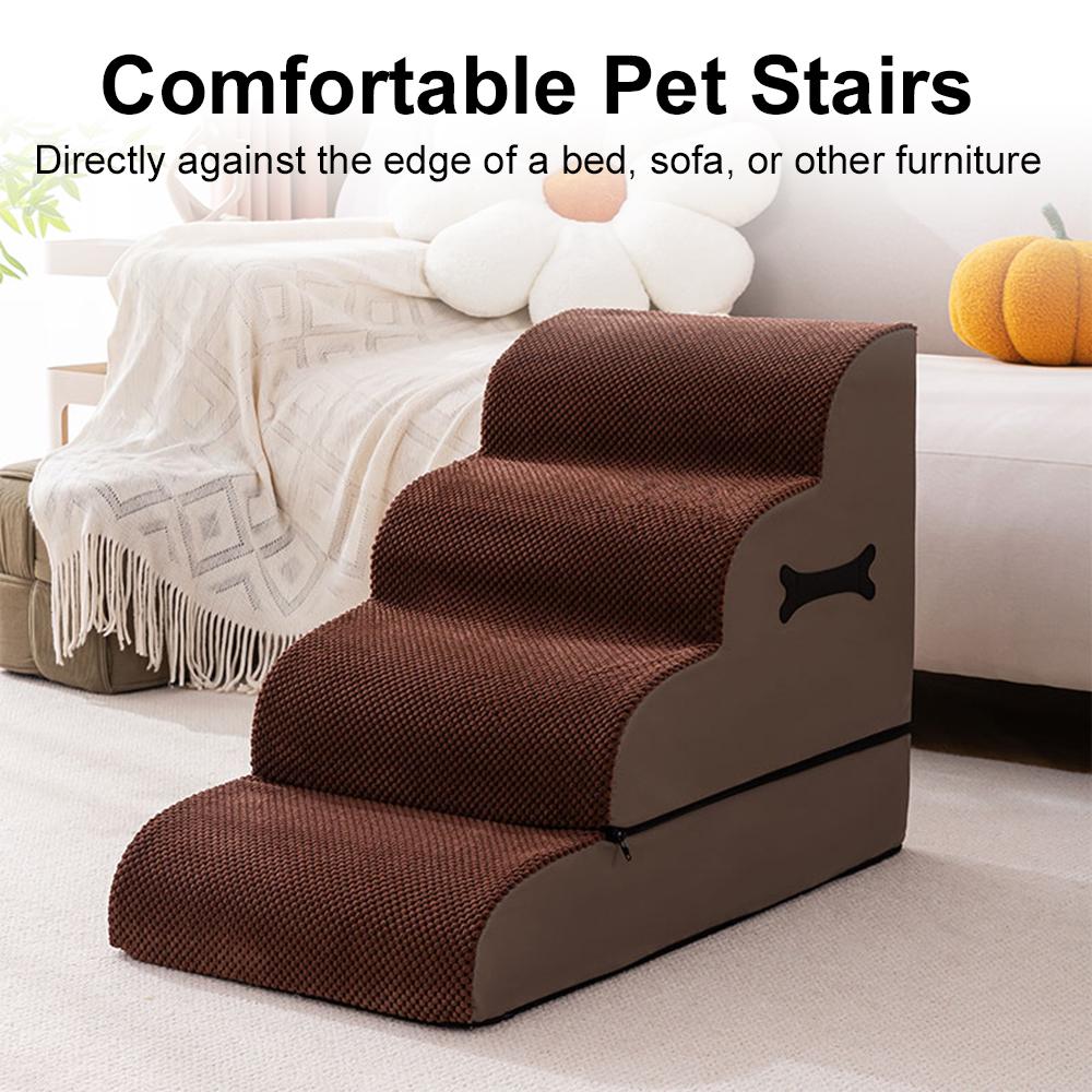 4-уровневая лестница для собак, нескользящая лестница для собак, рампа для высокой кровати и дивана, съемная сменная молния,