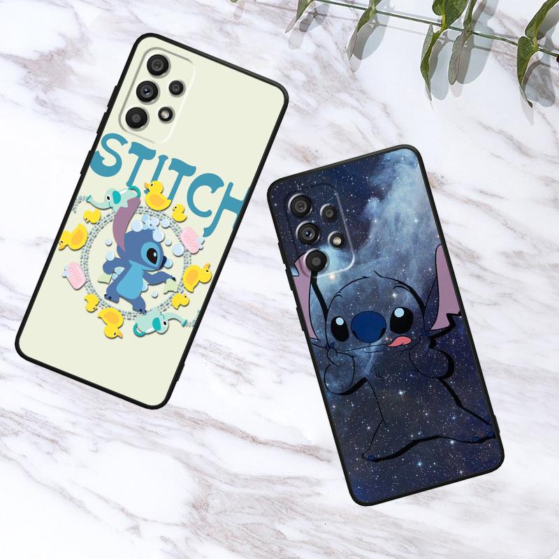 Stitch Cartoon Cute For Samsung A53 A52 A33 A32 A51 A71 A21S A13 A73 A50 A22 A23 A03 A72 A54 A12 5G Black Funda Phone Case