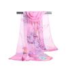 160*50cm Chiffon Fashion Scarf - Striped Floral Print Shawl For Sun Protection And Holiday Gifts 