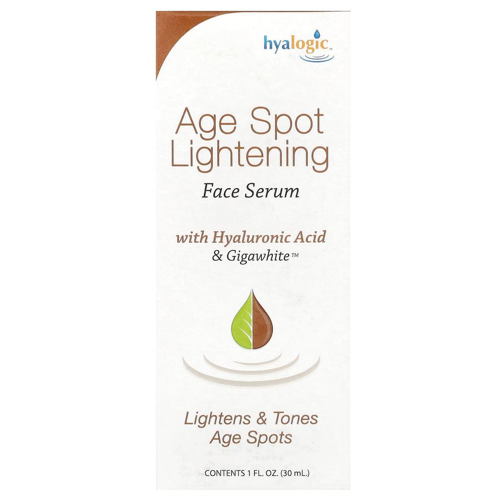 Hyalogic, Сыворотка для лица от пигментных пятен, с гиалуроновой кислотой и GegaWhite, без отдушек, 1 жидкая унция (30 мл)