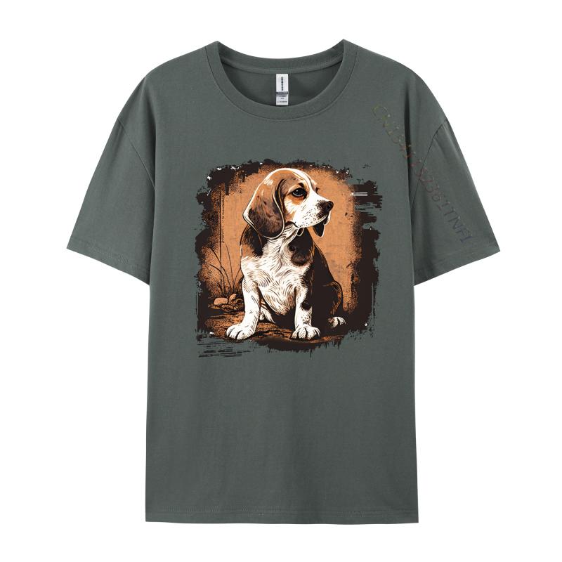 Beagle Dog Vintage T-shirt For Party Funny Tee T-Shirt Tops & Tees Designer Cotton Teeshirt Casual