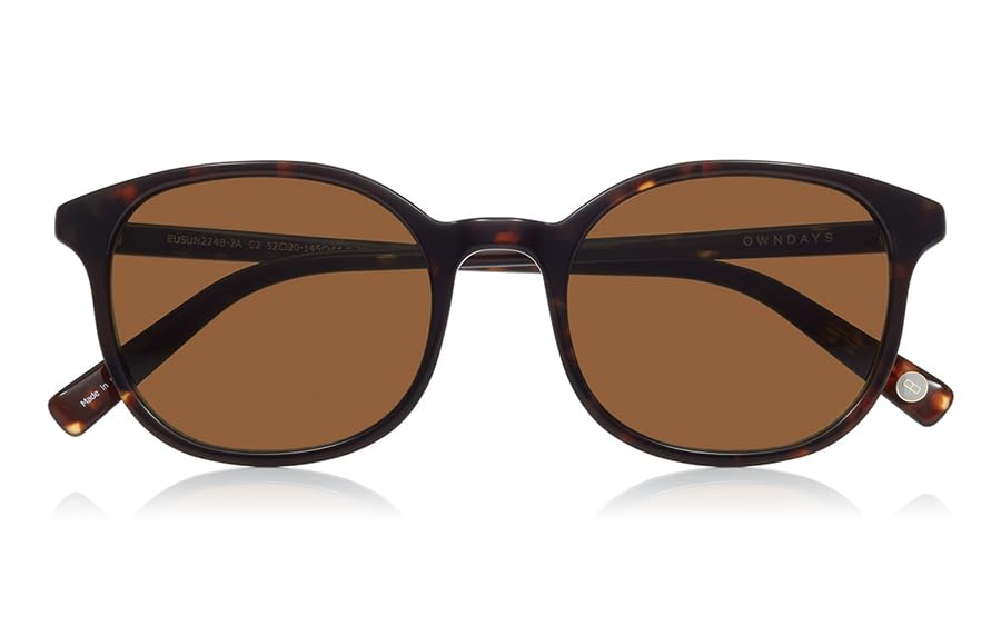 Большие солнцезащитные очки Веллингтон Защита от УФ-лучей Коричневая черепаховая оправа Для вождения Стильные Модные Европейская посадка [OWNDAYS] Мужские Женские EUSUN224B-2A-C2