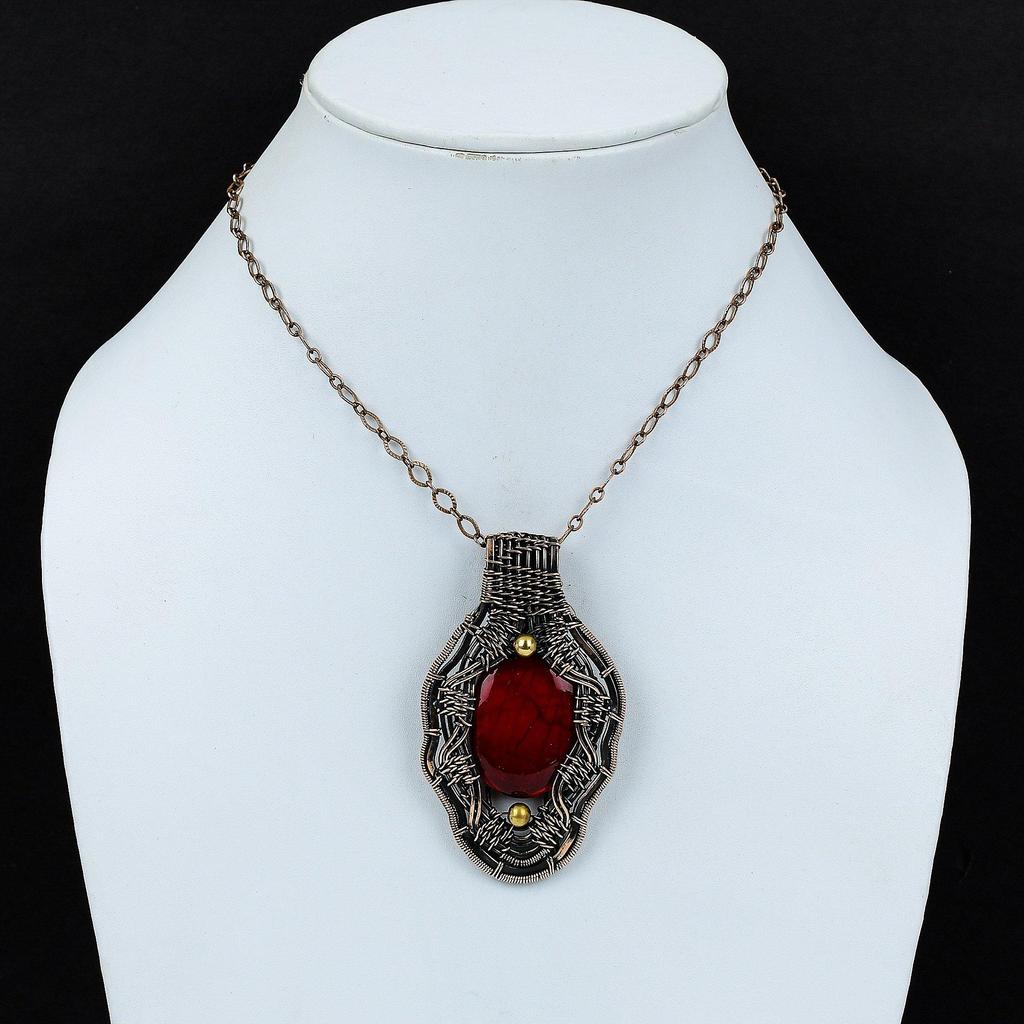Red Fire Labradorite Pendant Copper Wire Wrapped Pendant Gemstone Jewelry Stylish Pendant Handmade Copper Wire Jewelry Special Occasion Gift
