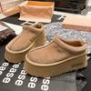 Модные замшевые мюли на платформе, женские туфли на плоской подошве из хлопка, брендовые зимние теплые шлепанцы 2025 года, трендовые повседневные модные удобные туфли Zapatos Mujer