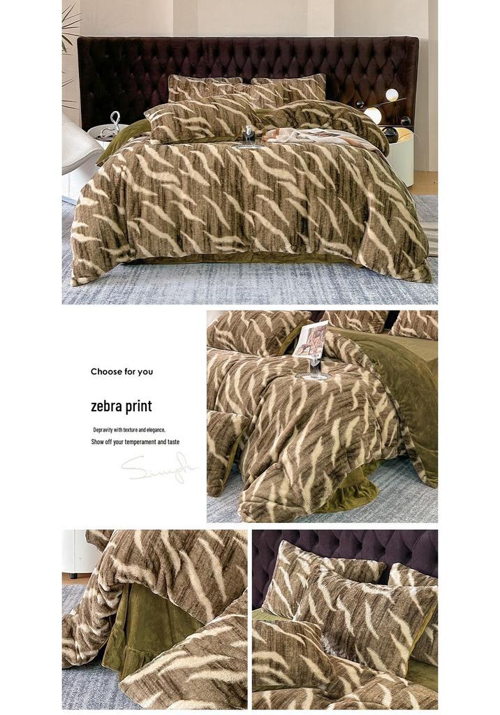 Luxury Rabbit Plush Milk Velvet Bed Set - Winter Warm 4-Piece: Thick Duvet Cover & Sheet