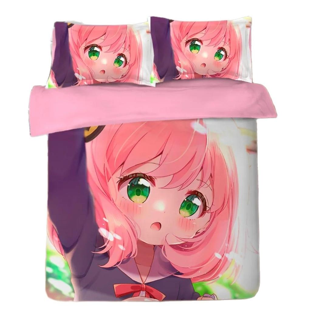 Постельное белье Spy Family Аниме Пододеяльник, Spy X Family Постельное белье Полуторный Двуспальный размер Декор детской спальни