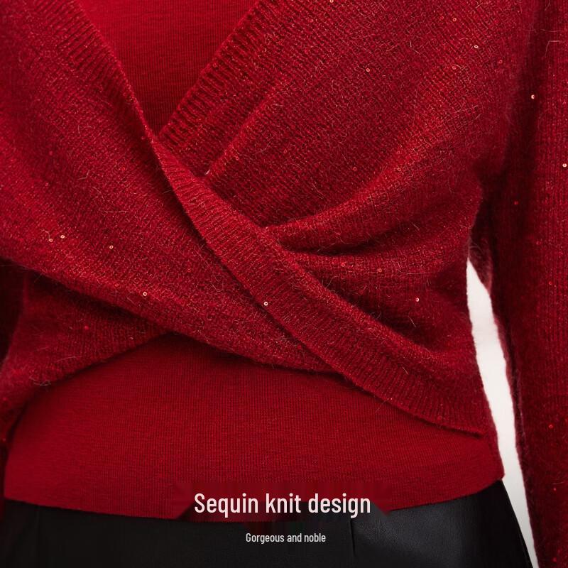 VEROMODA Women's Faux Two-Piece Sequin Knit Cropped Top