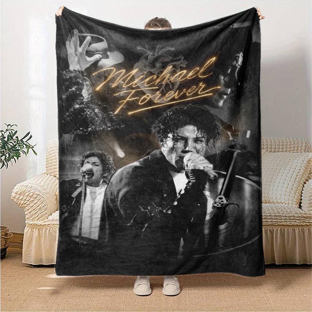 Michael Jackson Forever Music Star Collage Print Flannel Blanket Soft Warm Throw Blanket Music Fan Sofa Bed Decor