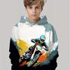 Boys' Motorcycle Hoodie, Ideal Gift for Young Riders, Dynamic Print Design, Sports Enthusiasts