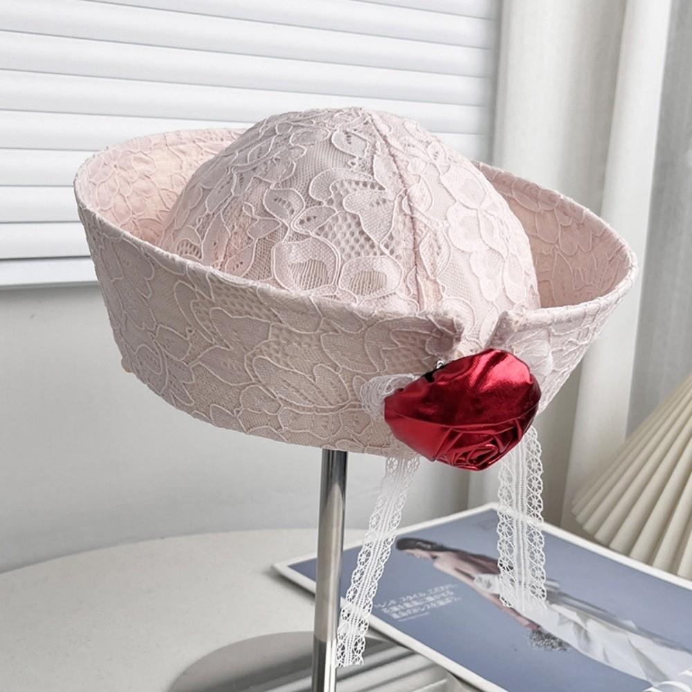Breathable Lace Sailor Hat Cuffed Brim Beret Cap New Painter's Hat  Harajuku Style